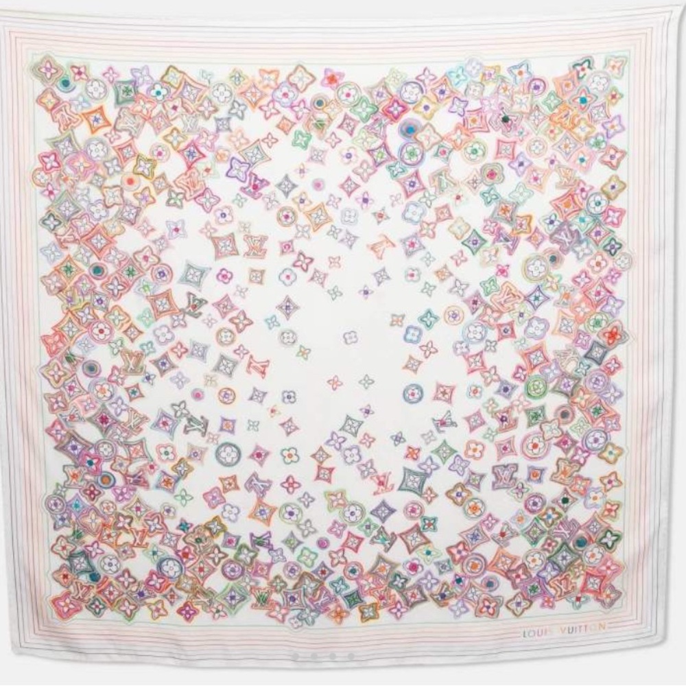 LOUIS VUITTON Doodle Scarf 100% SILK SCARF EUC